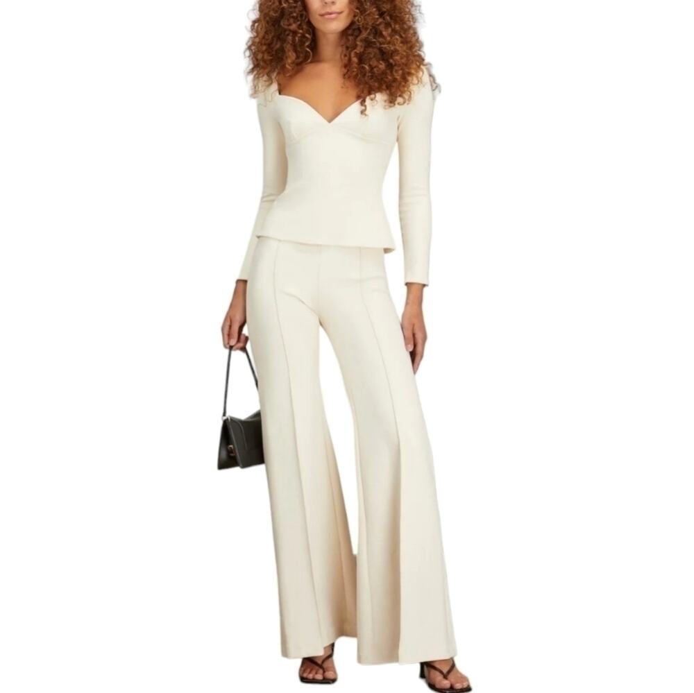Rosetta Getty Parchment Ivory Scuba Sweetheart Neck Top Size Large NWT $695